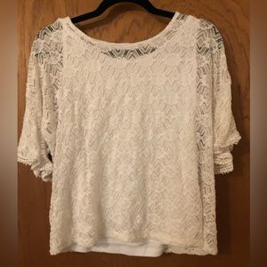Christopher & Banks White Lace Shirt